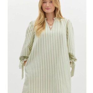 Entro Green and White Striped Dress